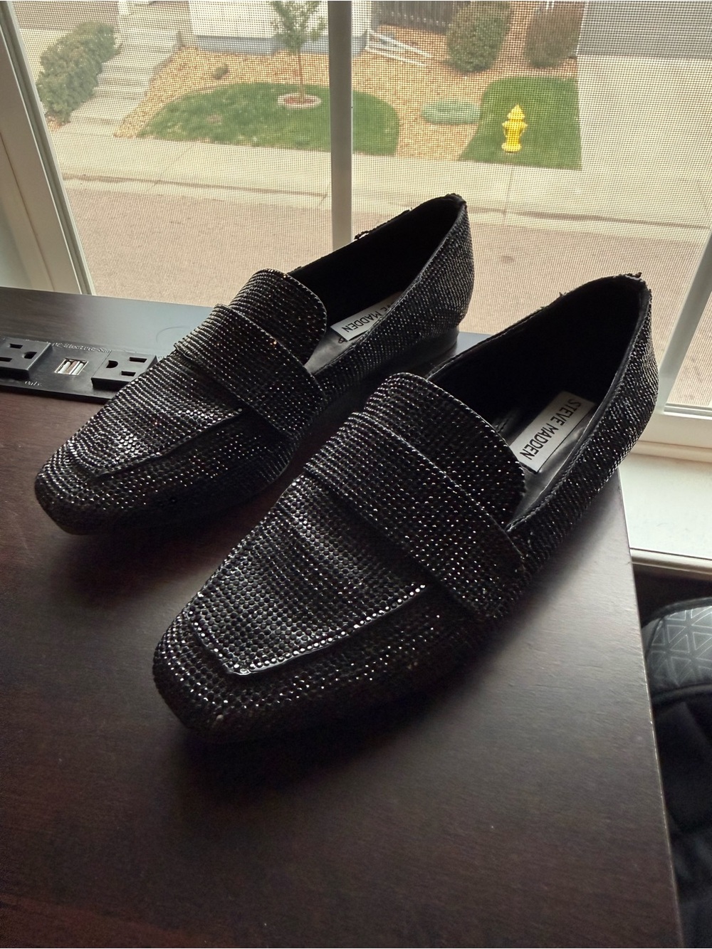 Steve Madden Black Sparkle Penny Loafers